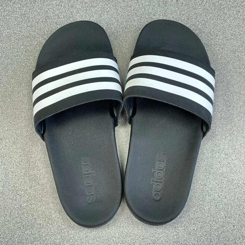 NWOT Adidas Adilette Comfort Slides Men's Size 5  Black & White